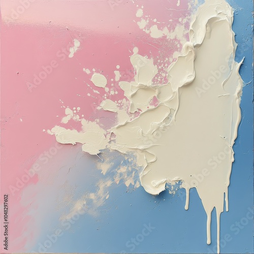 Abstract art piece featuring textured paint in pastel colors on a smooth surface