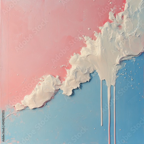 Abstract art piece featuring textured paint in pastel colors on a smooth surface
