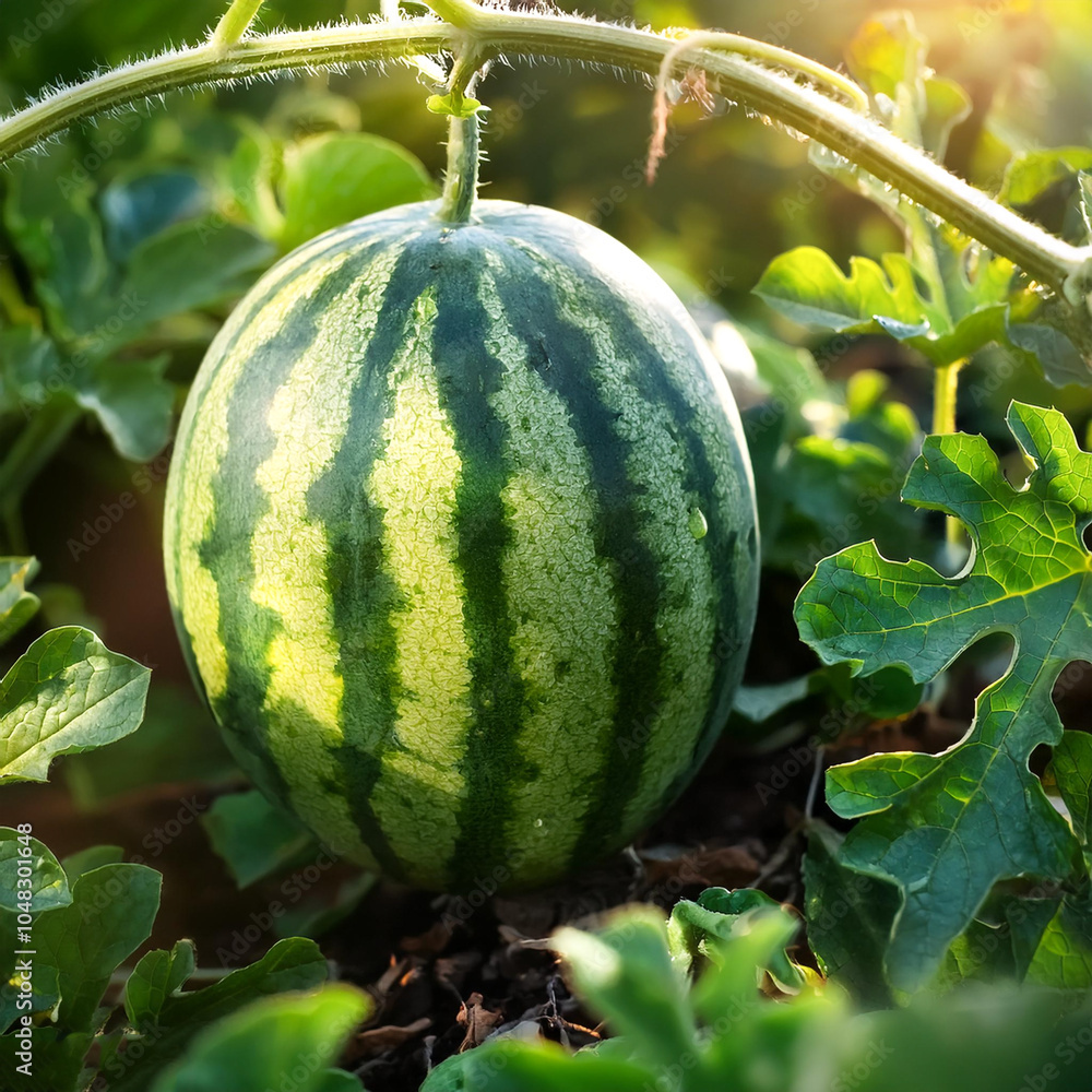 watermelon fruit on plant are still fresh and ready to be harvested watermelon fruit on plant are still fresh and ready to be harvested