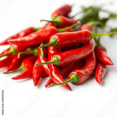 red hot chili peppers isolated on white background full depth of field