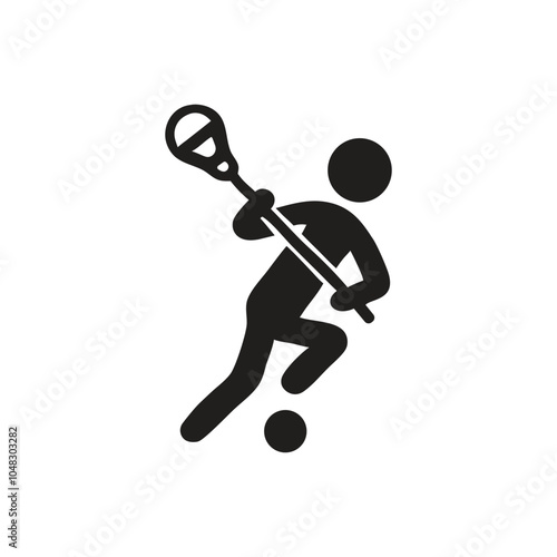 Lacrosse player icon on white background