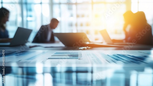 Wallpaper Mural Business Meeting with Charts and Laptops in Focused Setting Torontodigital.ca