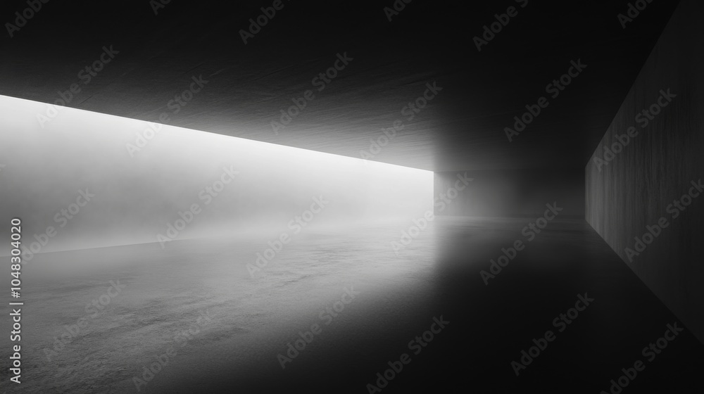 A dark space enveloped in mist creates a haunting atmosphere, with textured concrete flooring and soft, cold lighting enhancing the mysterious vibe. Ideal for artistic expression or product showcases. A dark space enveloped in mist creates a haunting atmosphere, with textured concrete flooring and soft, cold lighting enhancing the mysterious vibe. Ideal for artistic expression or product showcases.