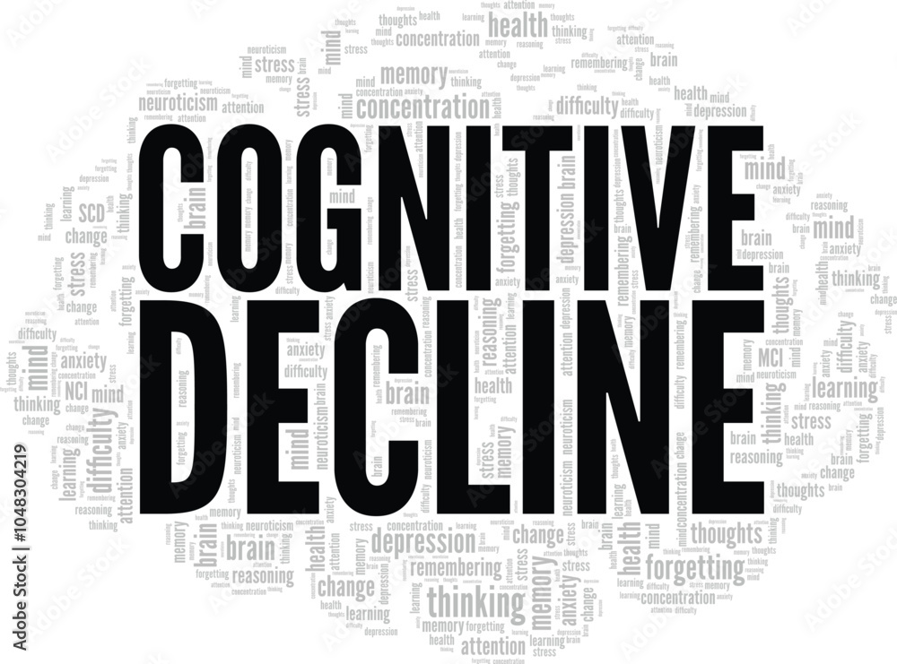 Obraz premium Cognitive Decline word cloud conceptual design isolated on white background.