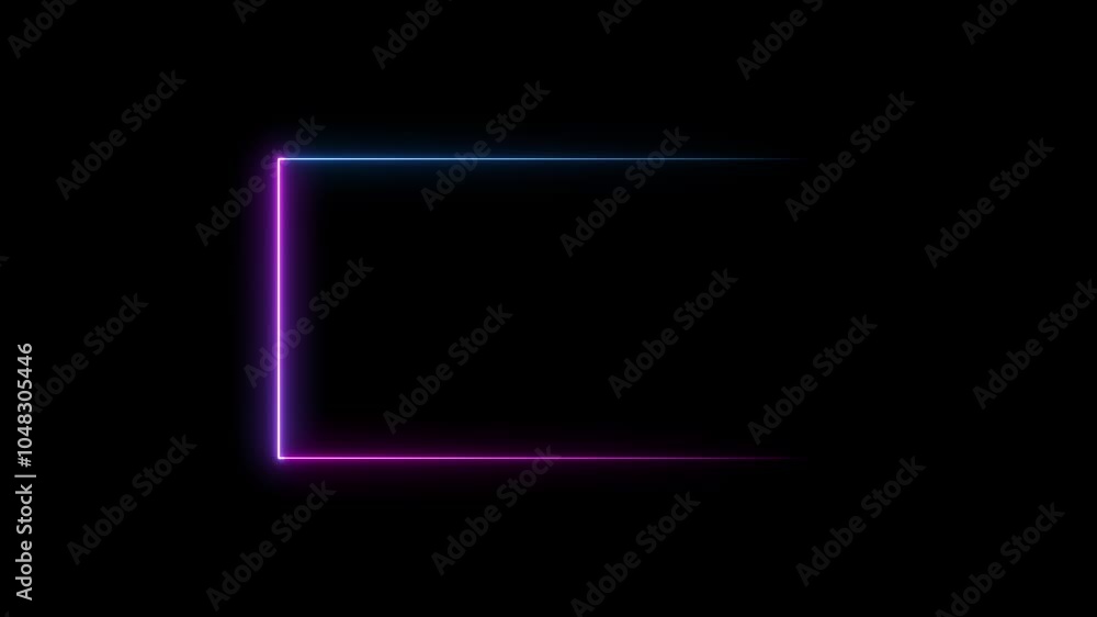 Rectangle glowing neon frame .on the black background . Rectangle glowing neon frame .on the black background .