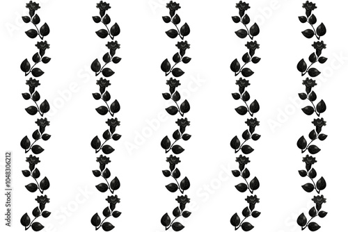 Total black elegant Wallpaper cover template design isolated white background. Floral seamless pattern. Gothic Flowers ornament. Vector illustration for duvet cover.