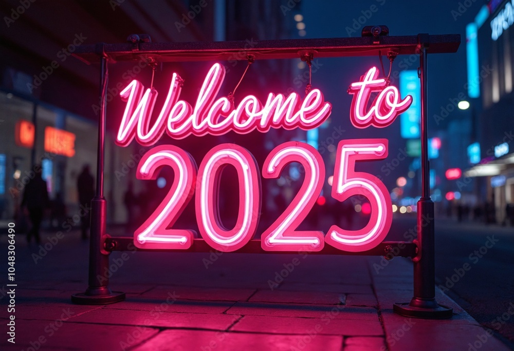 Celebrating the future a neon welcome to 2025 in the urban landscape Celebrating the future a neon welcome to 2025 in the urban landscape