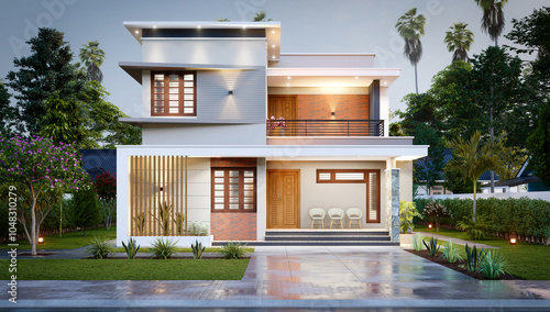 3d illustration of a newly built luxury home