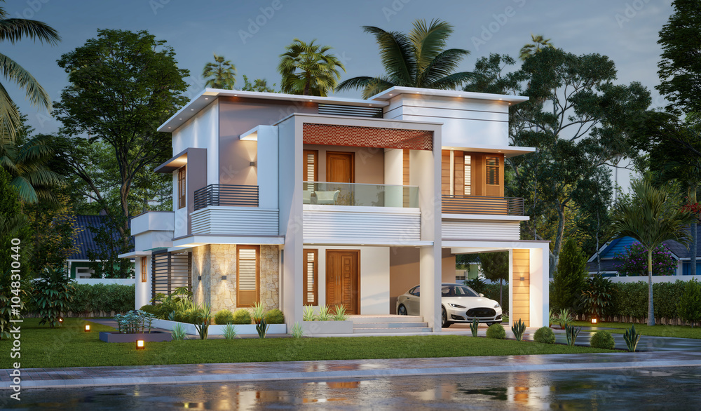 Fototapeta premium 3d illustration of a newly built luxury home