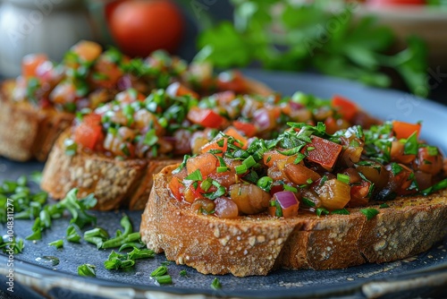 Wallpaper Mural A serving of ikra, eggplant caviar, spread on slices of toasted rye bread. Torontodigital.ca