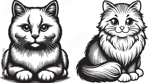 Canvas Print sillhouette of clean vector of cats isolated