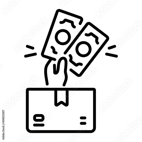 Cash bonus icon in linear style 