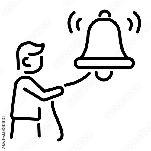 A person ringing bell, a line style icon 