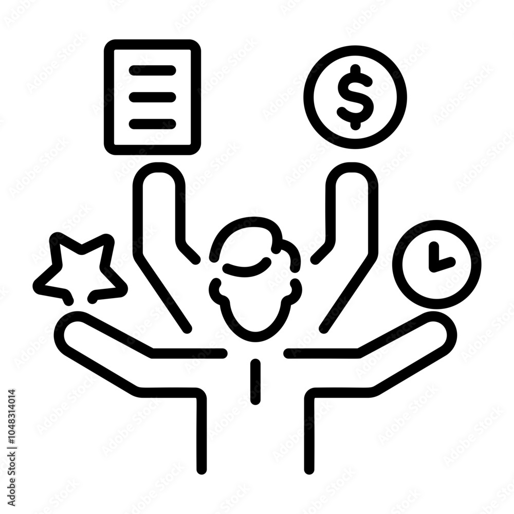 A character based self discipline icon in line style A character based self discipline icon in line style