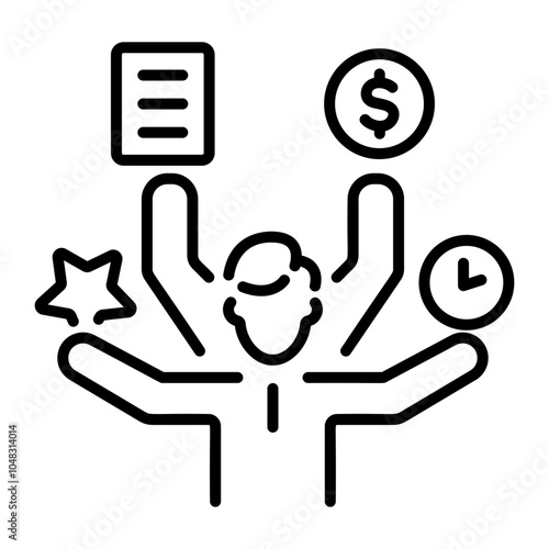 A character based self discipline icon in line style 
