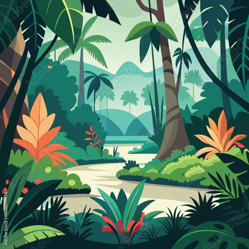 tropical island with palms
