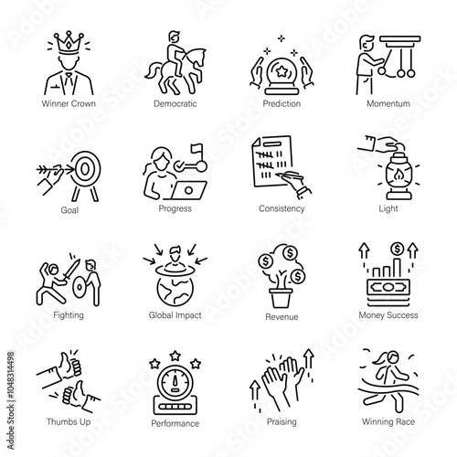 Bundle of Linear Style Growth Icons 

