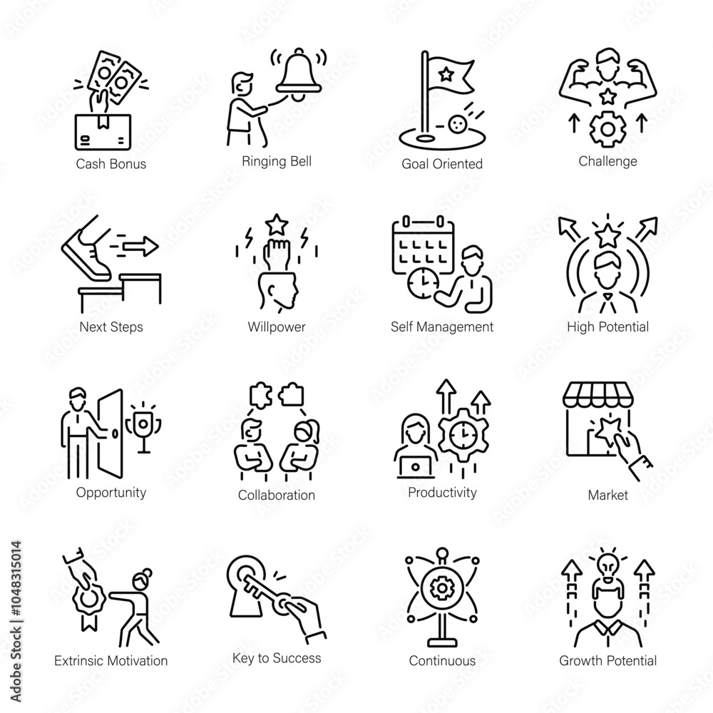 Fototapeta premium Collection of Linear Style Goals Icons