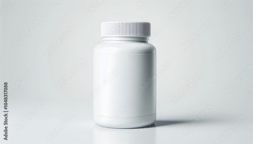 A blank white plastic bottle with a white cap, isolated on a white background...Concept: This image showcases a blank white plastic bottle, perfect for showcasing product branding or designs, A blank white plastic bottle with a white cap, isolated on a white background...Concept: This image showcases a blank white plastic bottle, perfect for showcasing product branding or designs,