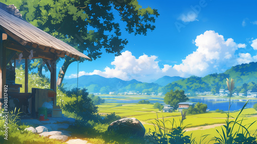 日本の田舎の夏の風景