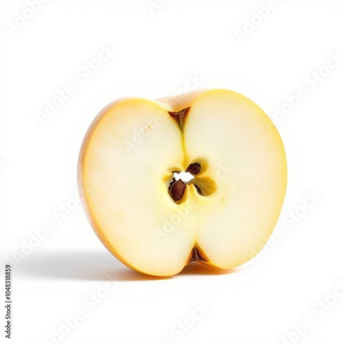 half yellow Apple fruit slice isolated on white background full depth of field