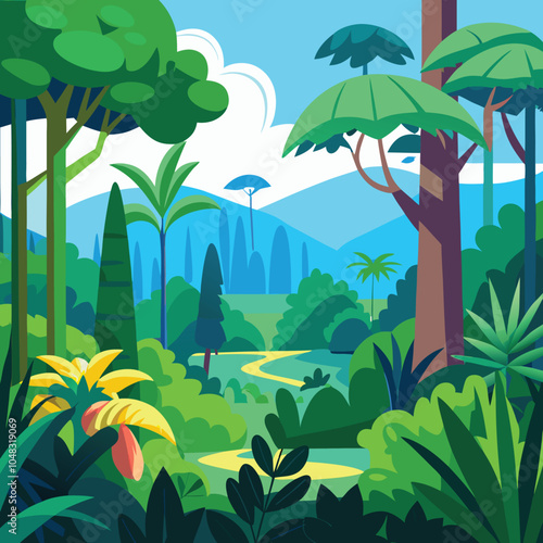 tropical island with palms