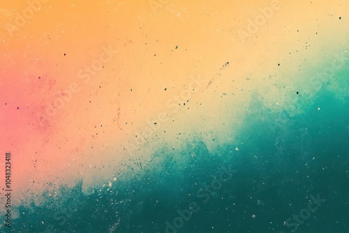 Summer artwork concept showcasing a blurry textured gradient backdrop with distortion effects in tones of orange, aqua, emerald, and rose