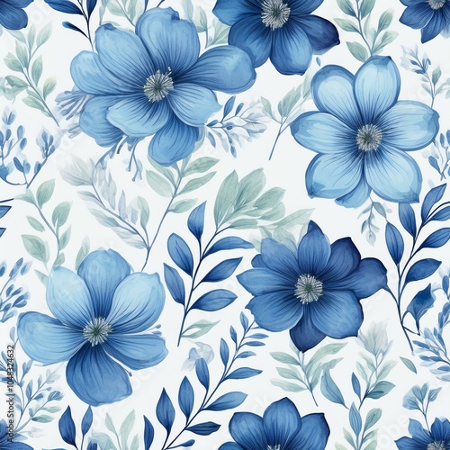 Colorful Botanical Pattern with Butterflies on Dark Background