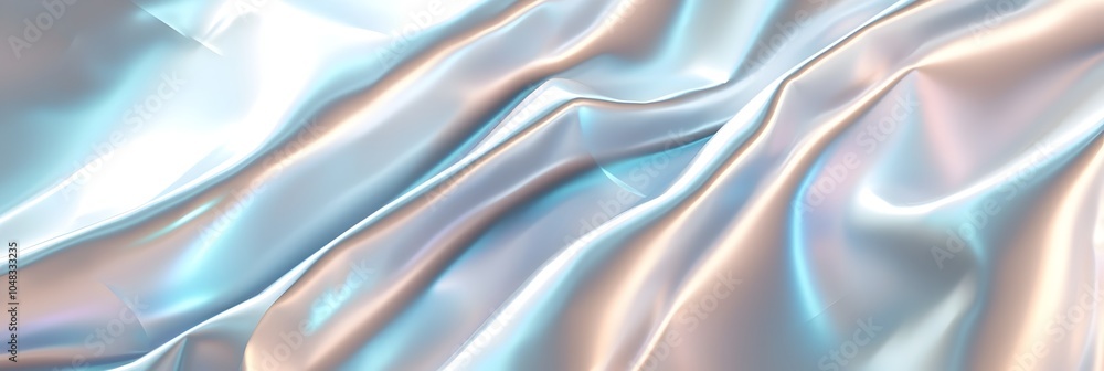 Obraz premium Digitally rendered metallic texture with subtle reflections and gradients featuring a smooth shiny surface with soft bouncing light that creates a visually captivating and elegant aesthetic