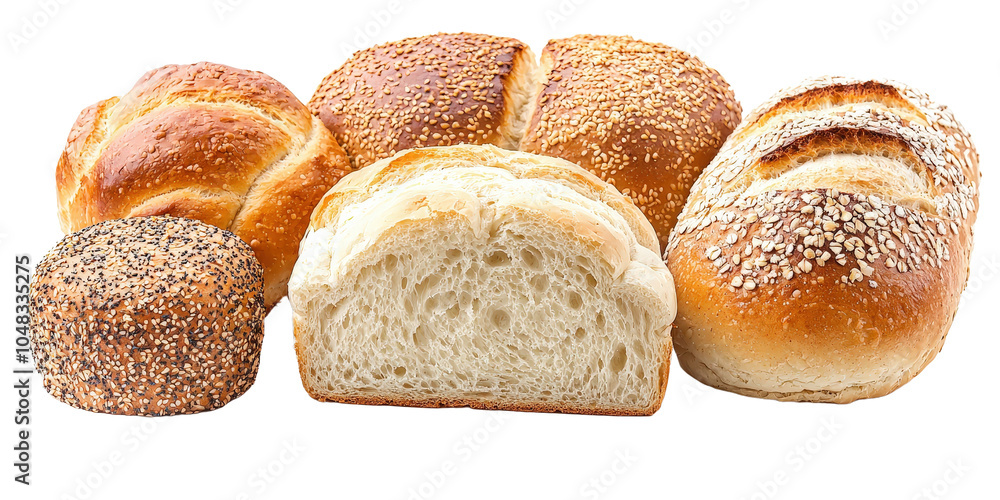 Freshly Baked Bread Assortment Loaves Rolls and Sliced Variety Freshly Baked Bread Assortment Loaves Rolls and Sliced Variety