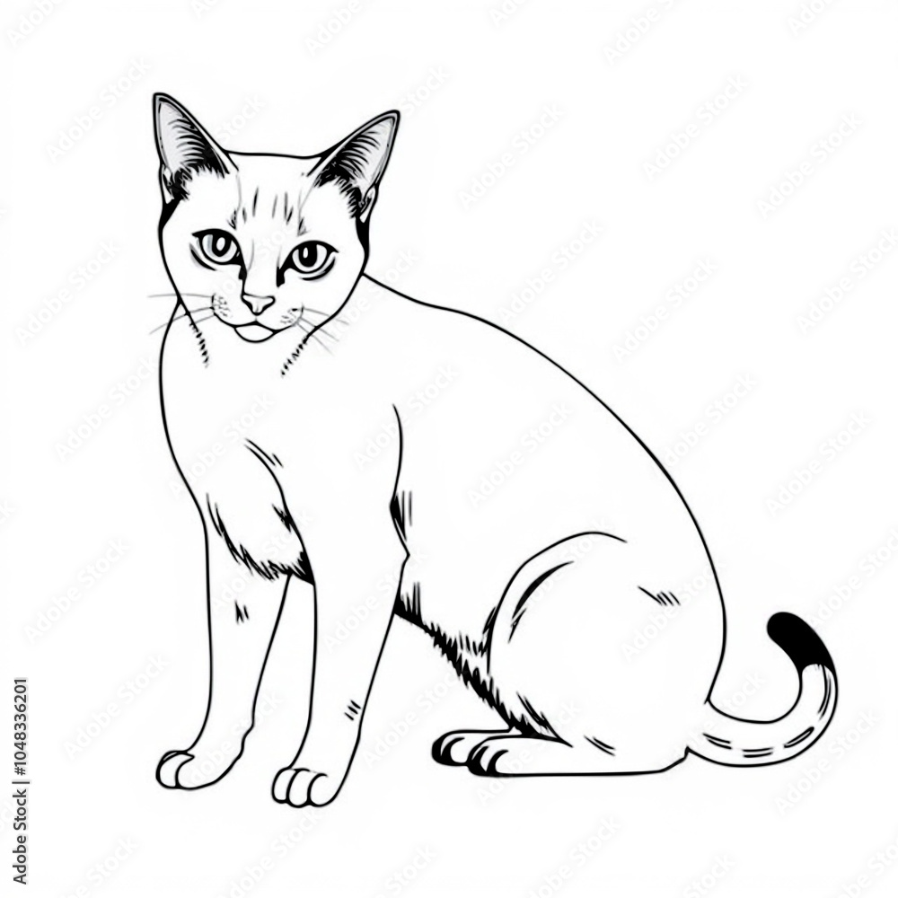 Obraz premium minimal continuous line drawing of a Siamese cat