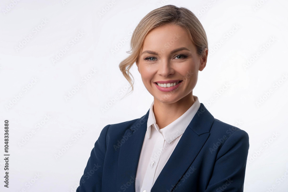 a female manager standing confident and smiling, female leadership concept, feminism, isolated on white background a female manager standing confident and smiling, female leadership concept, feminism, isolated on white background