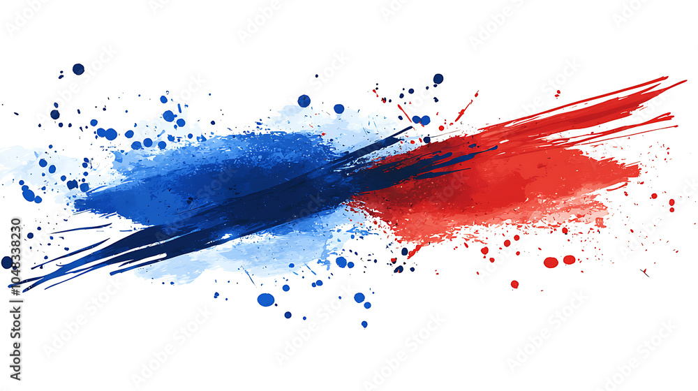 Abstract Blue and Red Paint Splatter with Brush Strokes Abstract Blue and Red Paint Splatter with Brush Strokes