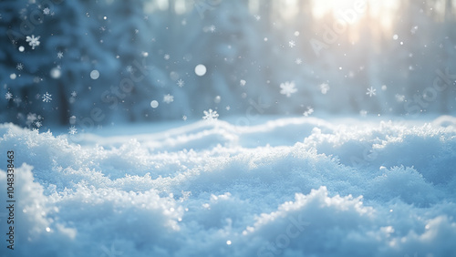 Wallpaper Mural Winter scene with snowflakes and icy textures Torontodigital.ca