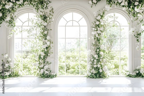 An enchanting wedding backdrop with lush greenery generative AI	