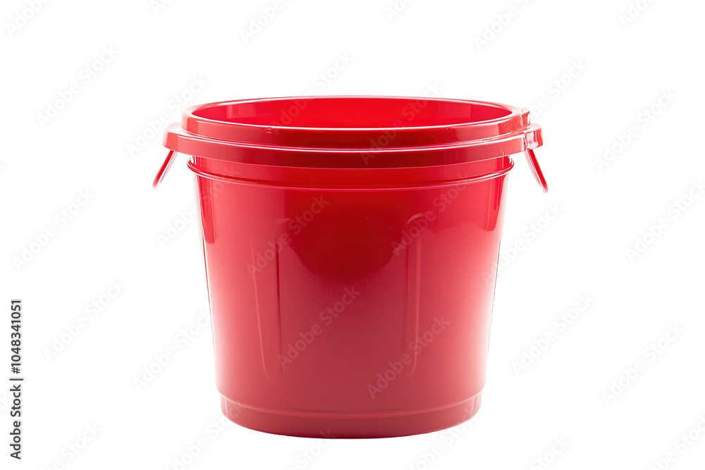 A blue bucket with a handle sits. on transparent background. A blue bucket with a handle sits. on transparent background.
