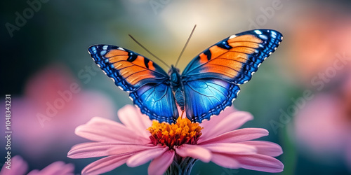 Monarch Butterfly Resting on Vibrant Flowers in Sunlight