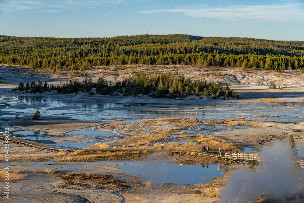 Porcelain Basin at Norris Geyser Basin. Yellowstone National Park , Wyoming. Hydrothermal System Porcelain Basin at Norris Geyser Basin. Yellowstone National Park , Wyoming. Hydrothermal System