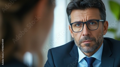 Professional Man in Business Attire with Serious Expression