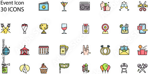 Set of Event icons. Line art style icons bundle. vector illustration
