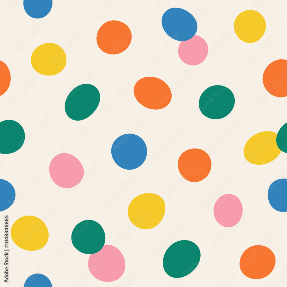 Seamless abstract multicolored polka dot , confetti pattern on a light background, hand drawn illustration, flat style Seamless abstract multicolored polka dot , confetti pattern on a light background, hand drawn illustration, flat style