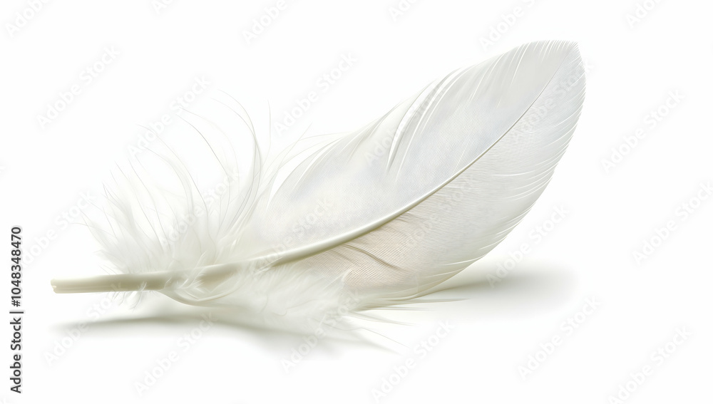 Obraz premium A single white feather isolated on a transparent background