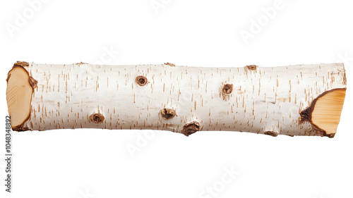 Birch log, isolated on transparent background for design or decoration. photo