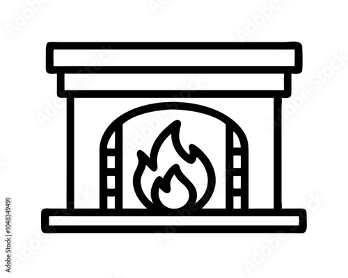 a simple black and white line drawing of a fireplace. It features a rectangular mantel at the top, with a larger rectangular opening below it, representing the firebox