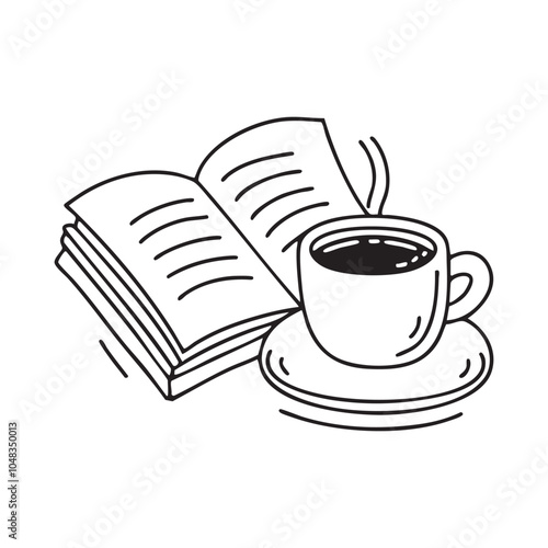 Coffee on a table with an open book