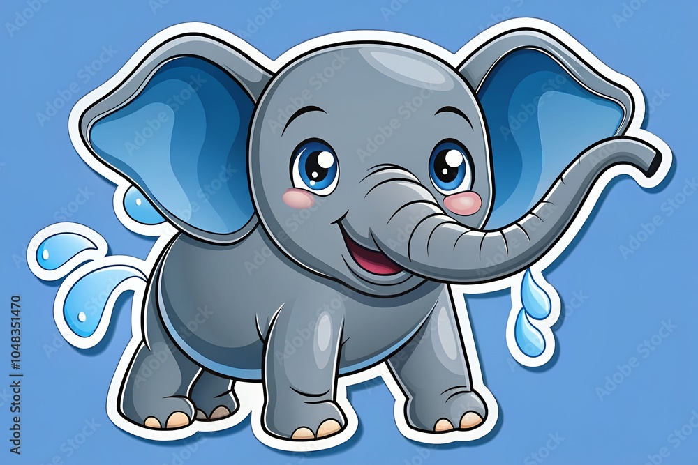 Obraz premium sticker-of-a-baby-elephant-with-large--floppy-ears