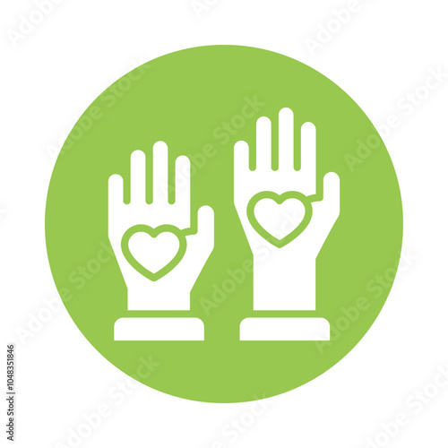Charity Work  vector Gylph Circle Design icon. Volunteering Symbol on White background EPS 10 File