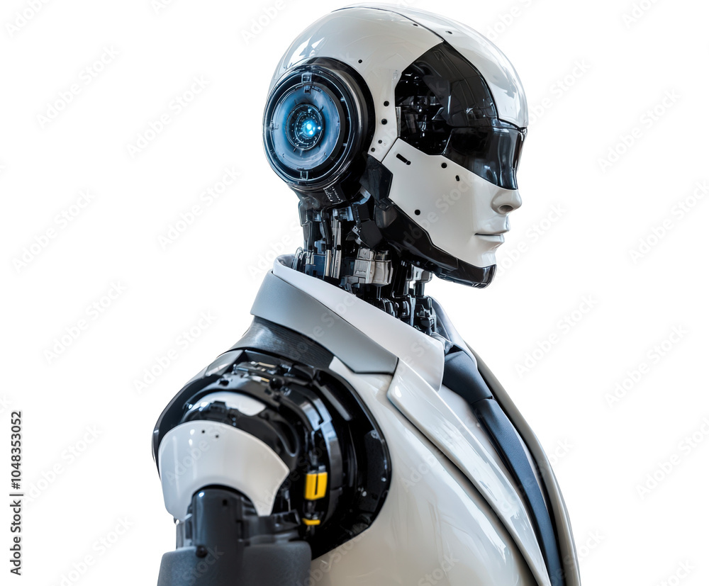 A futuristic humanoid robot in a business suit A futuristic humanoid robot in a business suit