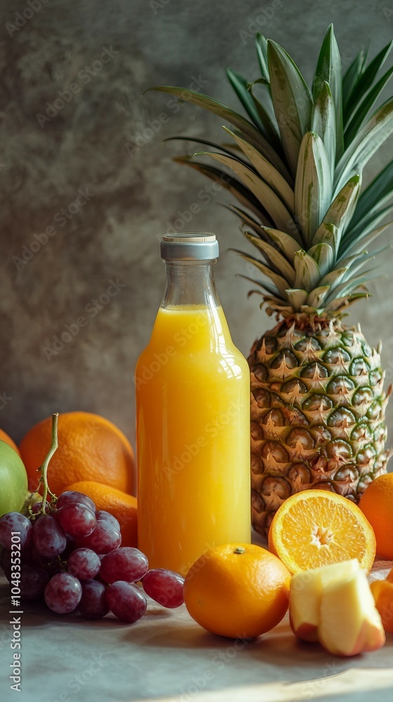 Fresh Orange Juice with Pineapple and Grapes Fresh Orange Juice with Pineapple and Grapes