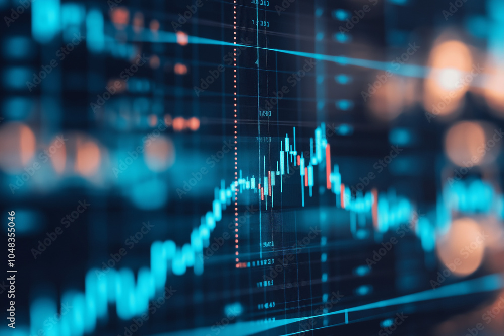 Blue upward trend arrow on financial graph Blue upward trend arrow on financial graph